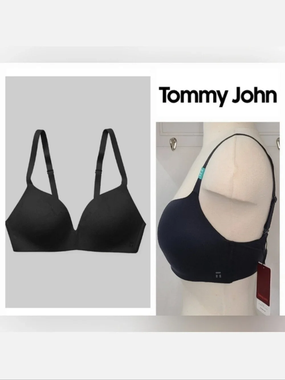 Tommy John Second Skin Comfort Lightly Lined Wireless Demi Bra Black 32DDD NWT